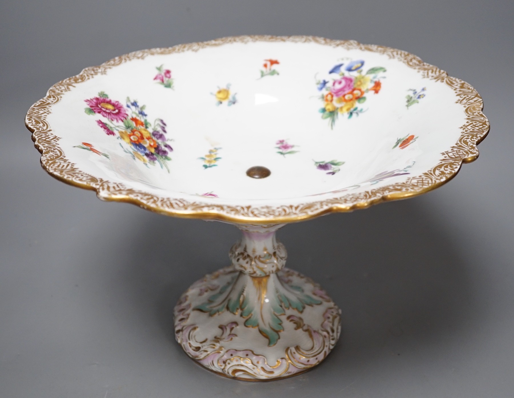 A late 19th century Meissen comport, 31.5cm diameter